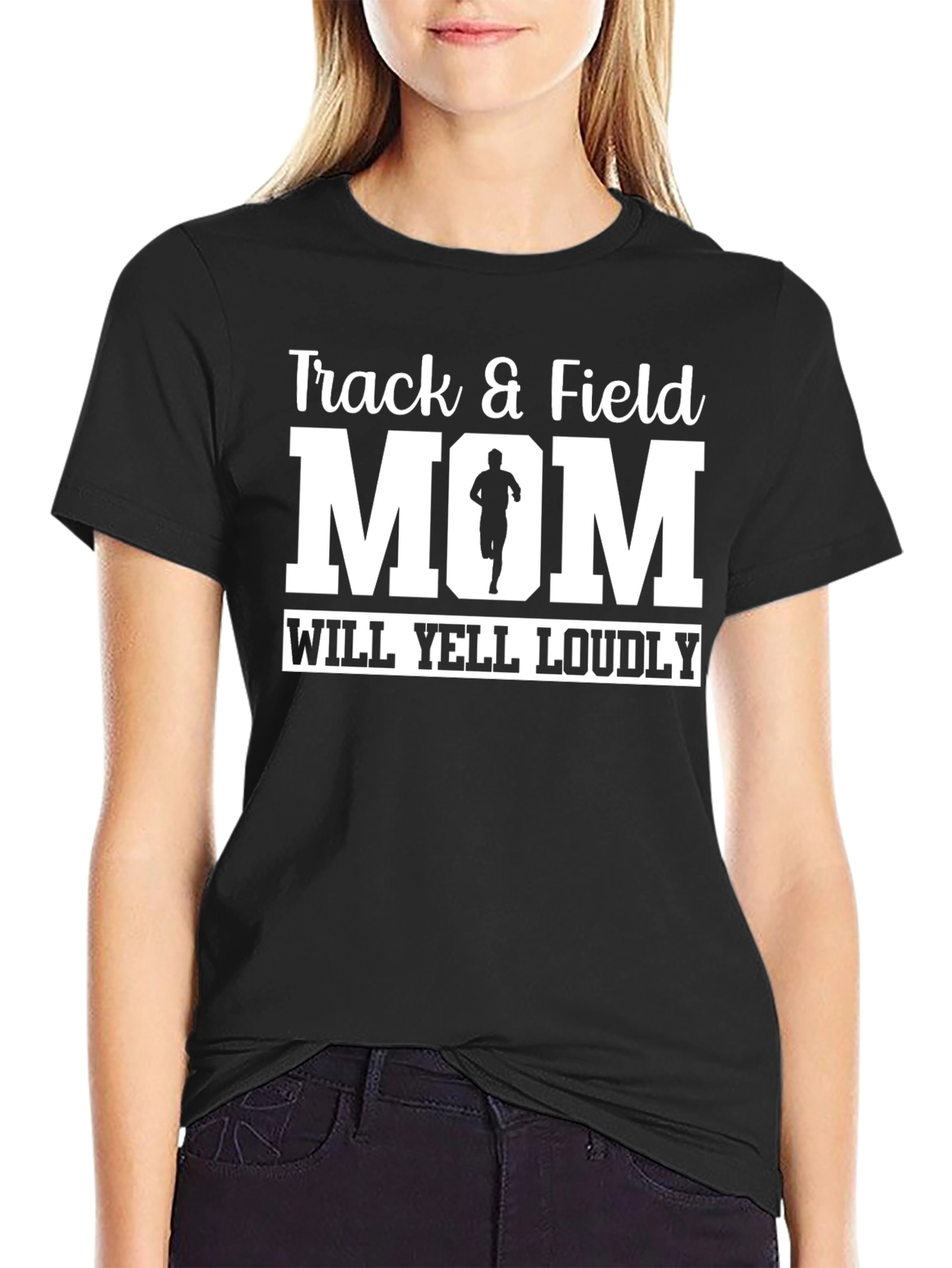 Track & Field Mom T-Shirt Will Yell Loudly Black