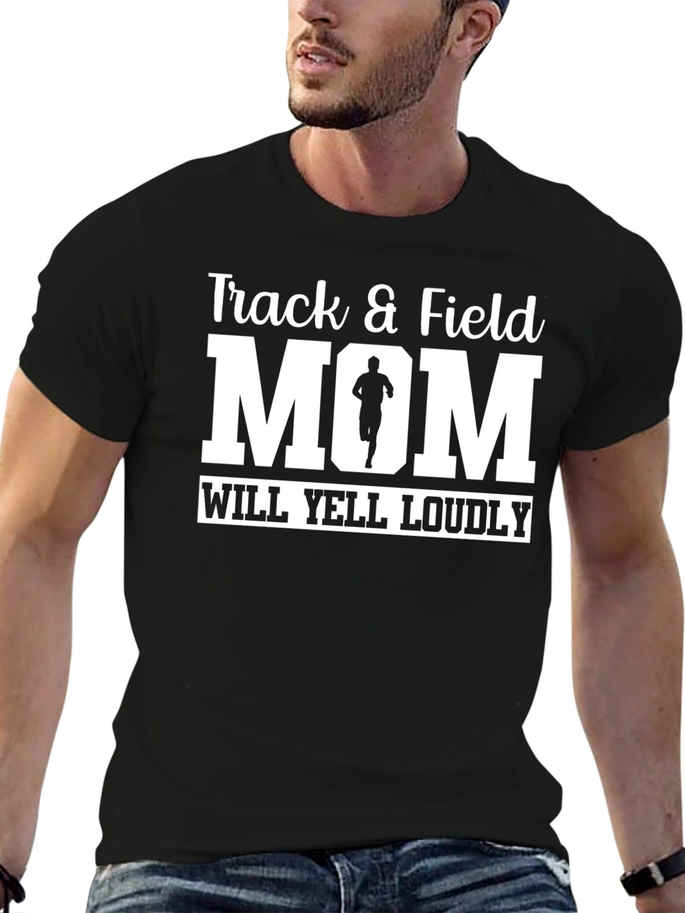 Track & Field Mom T-Shirt Will Yell Loudly Black