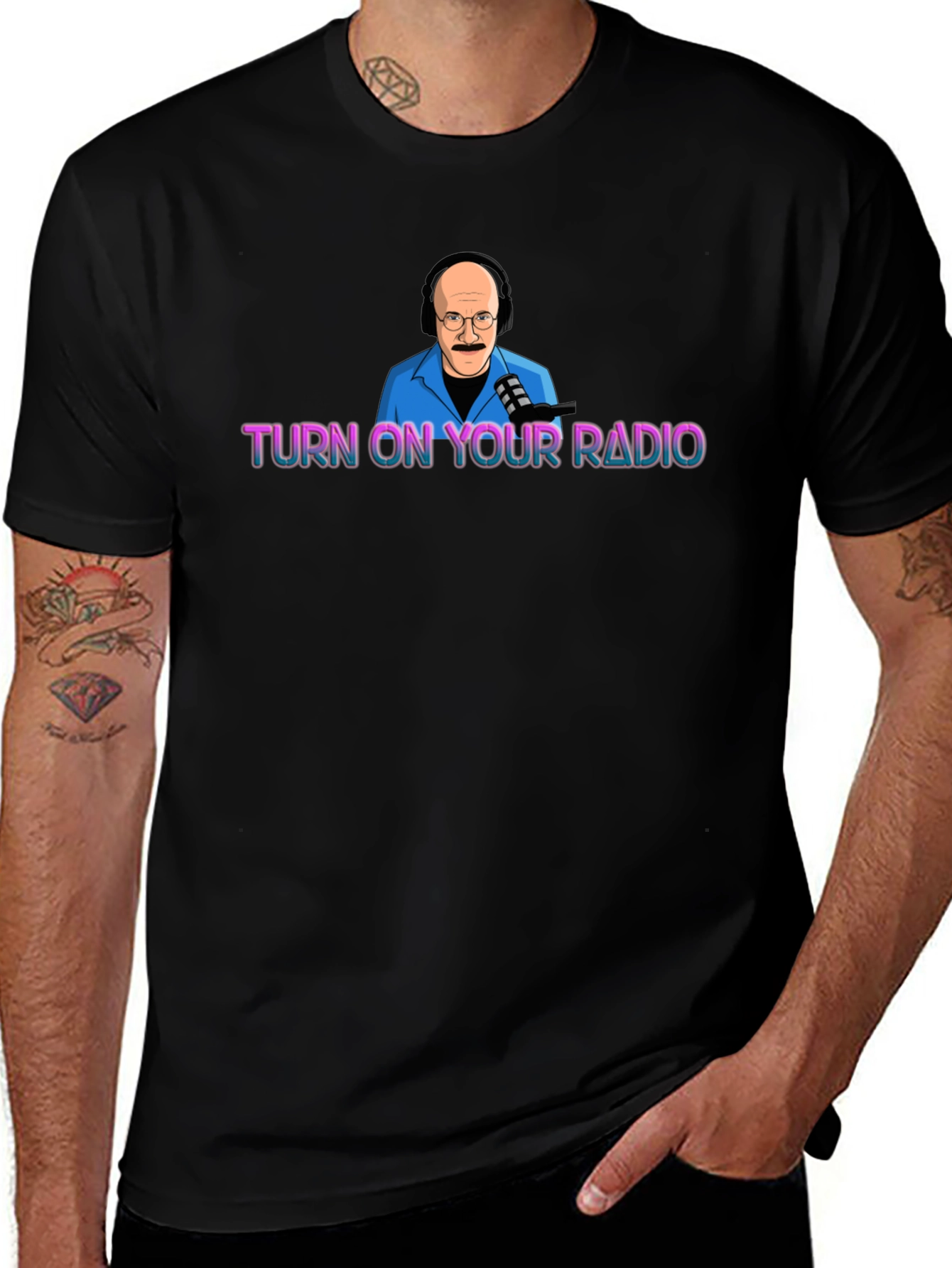 Turn On Your Radio Black Graphic Tee