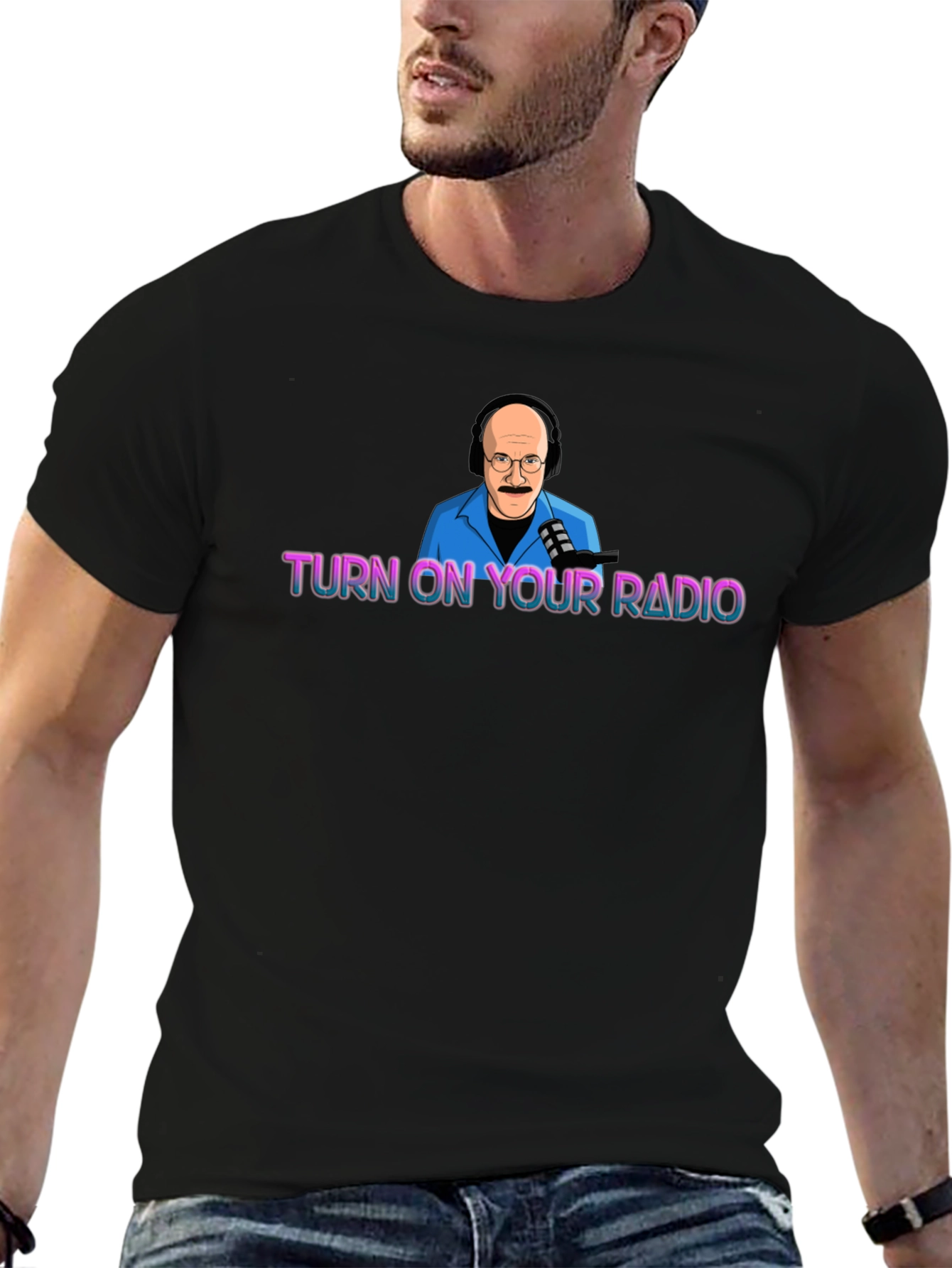 Turn On Your Radio Black Graphic Tee