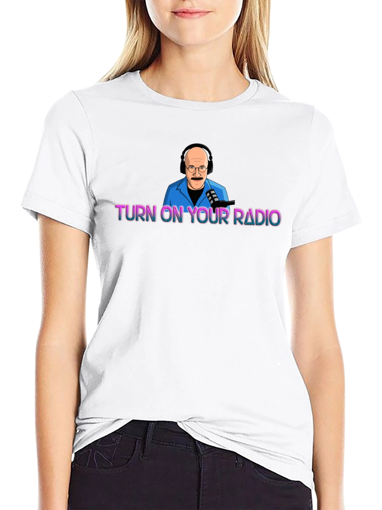 Turn On Your Radio Black Graphic Tee