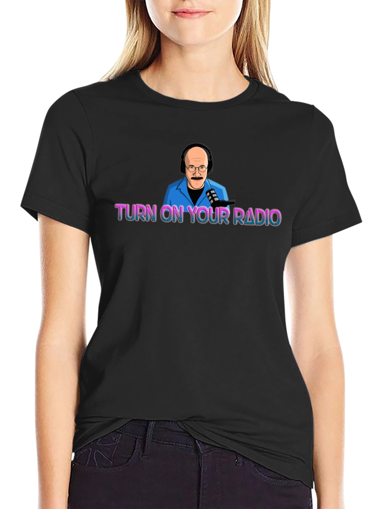 Turn On Your Radio Black Graphic Tee