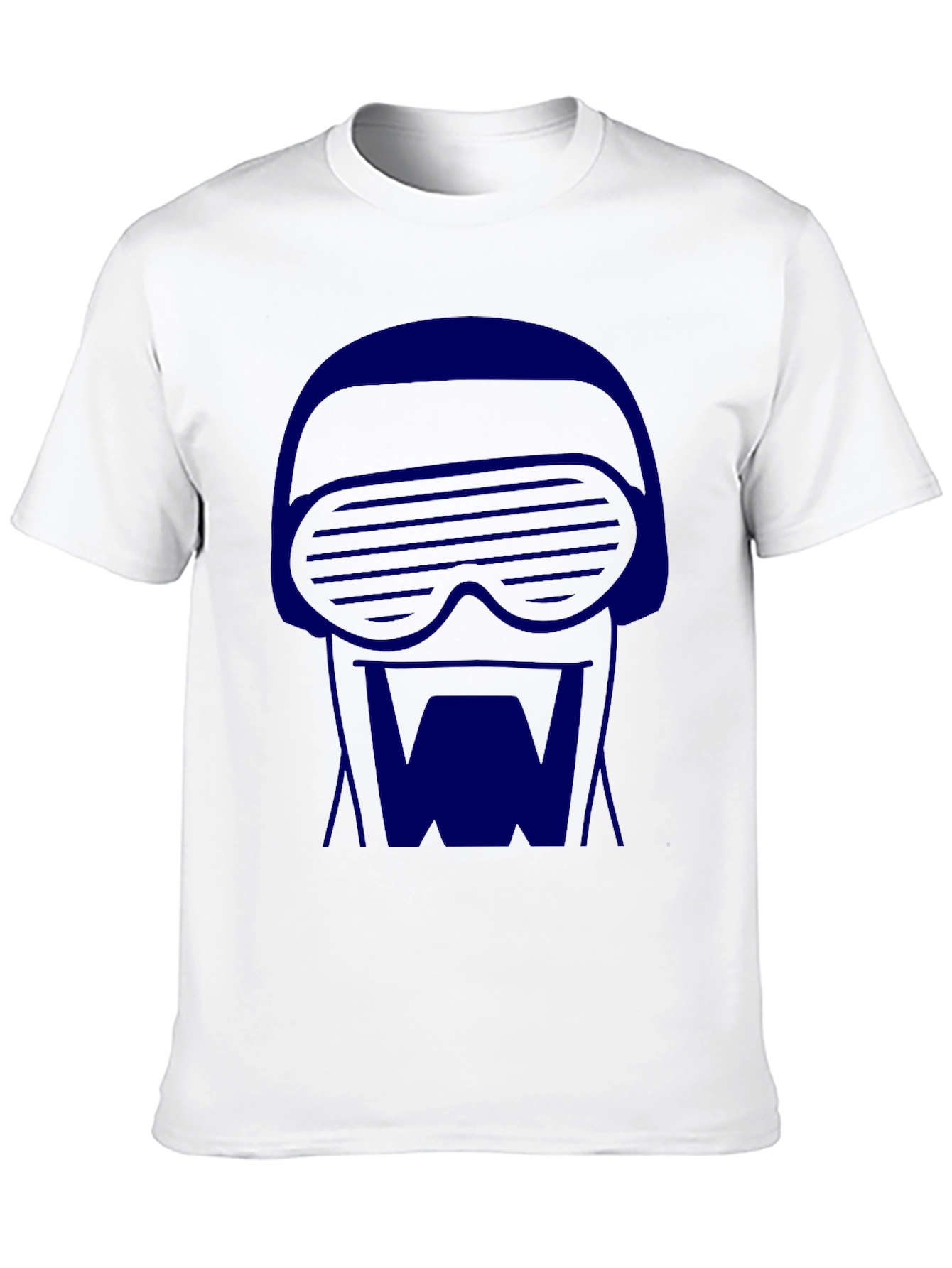 Retro-Cool Black T-Shirt with Blue 80s Robot Graphic