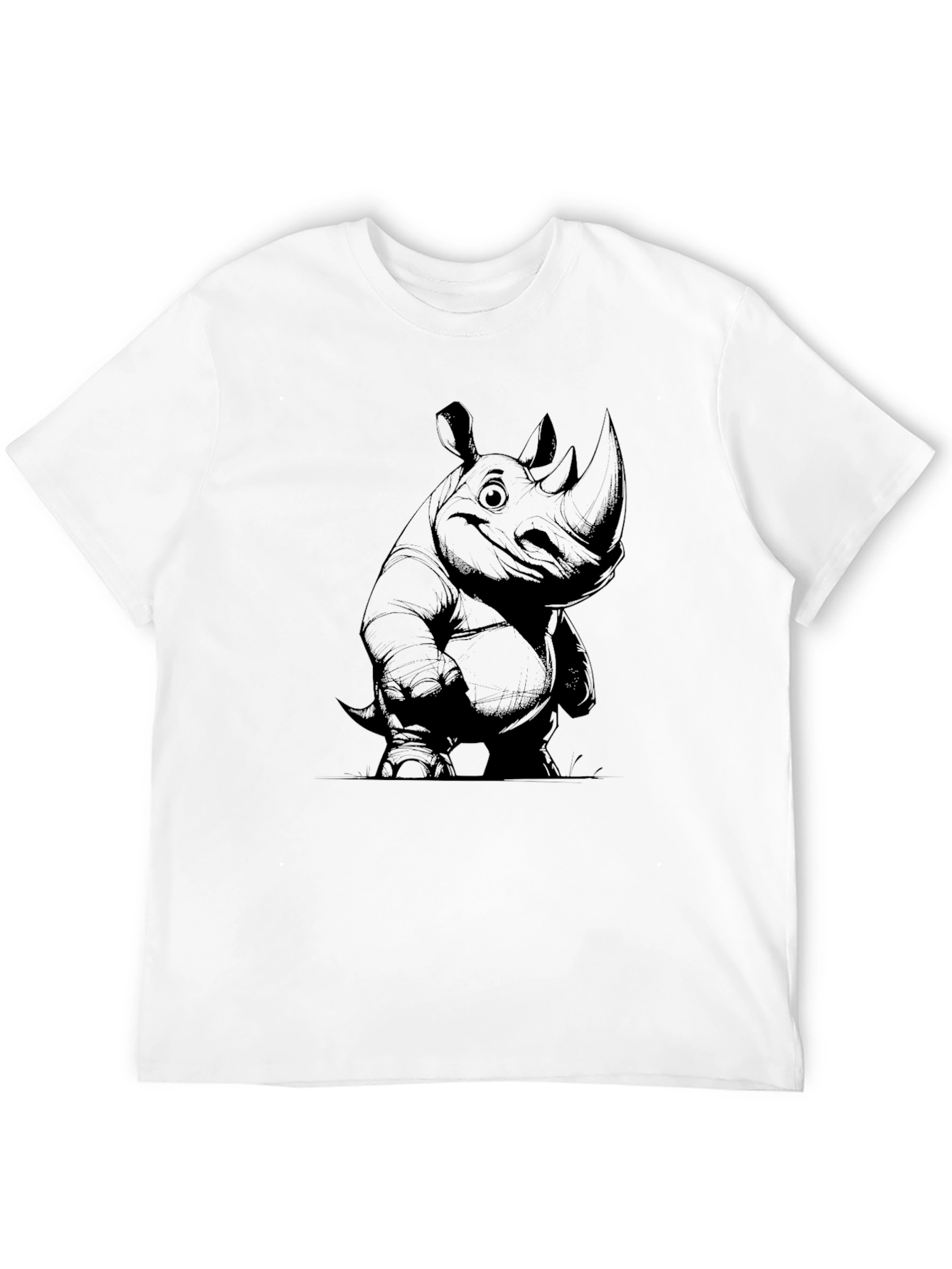 Rhino Graphic Tee - Black Cotton Casual Wear