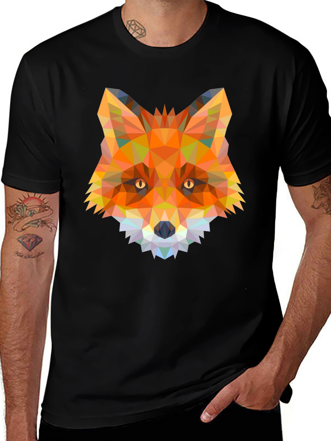 Geometric Fox Graphic T-Shirt - Modern Animal Tee
