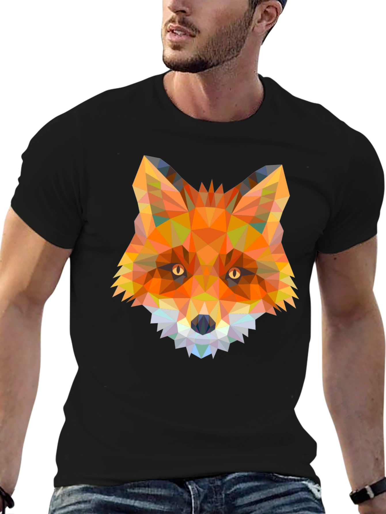 Geometric Fox Graphic T-Shirt - Modern Animal Tee