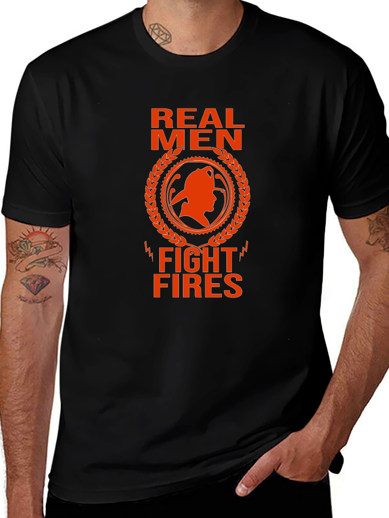 Real Men Fight Fires Graphic T-Shirt