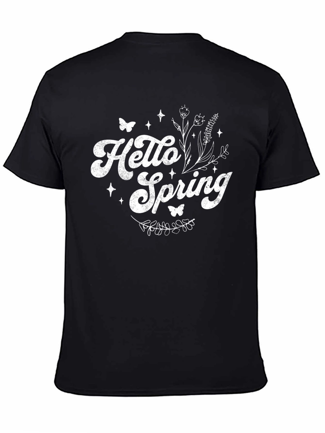 Hello Spring T-Shirt - Black Cotton Blend