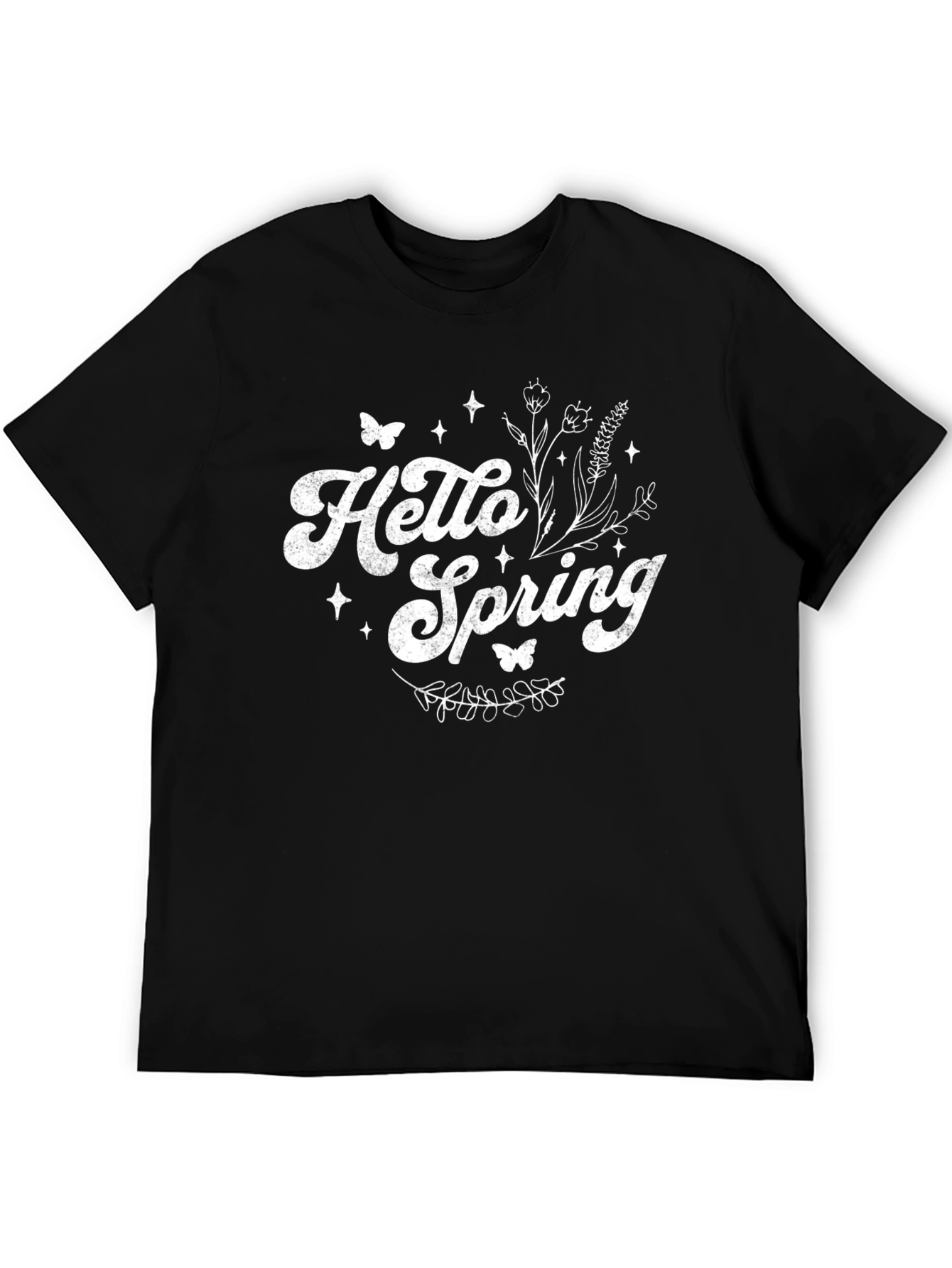 Hello Spring T-Shirt - Black Cotton Blend