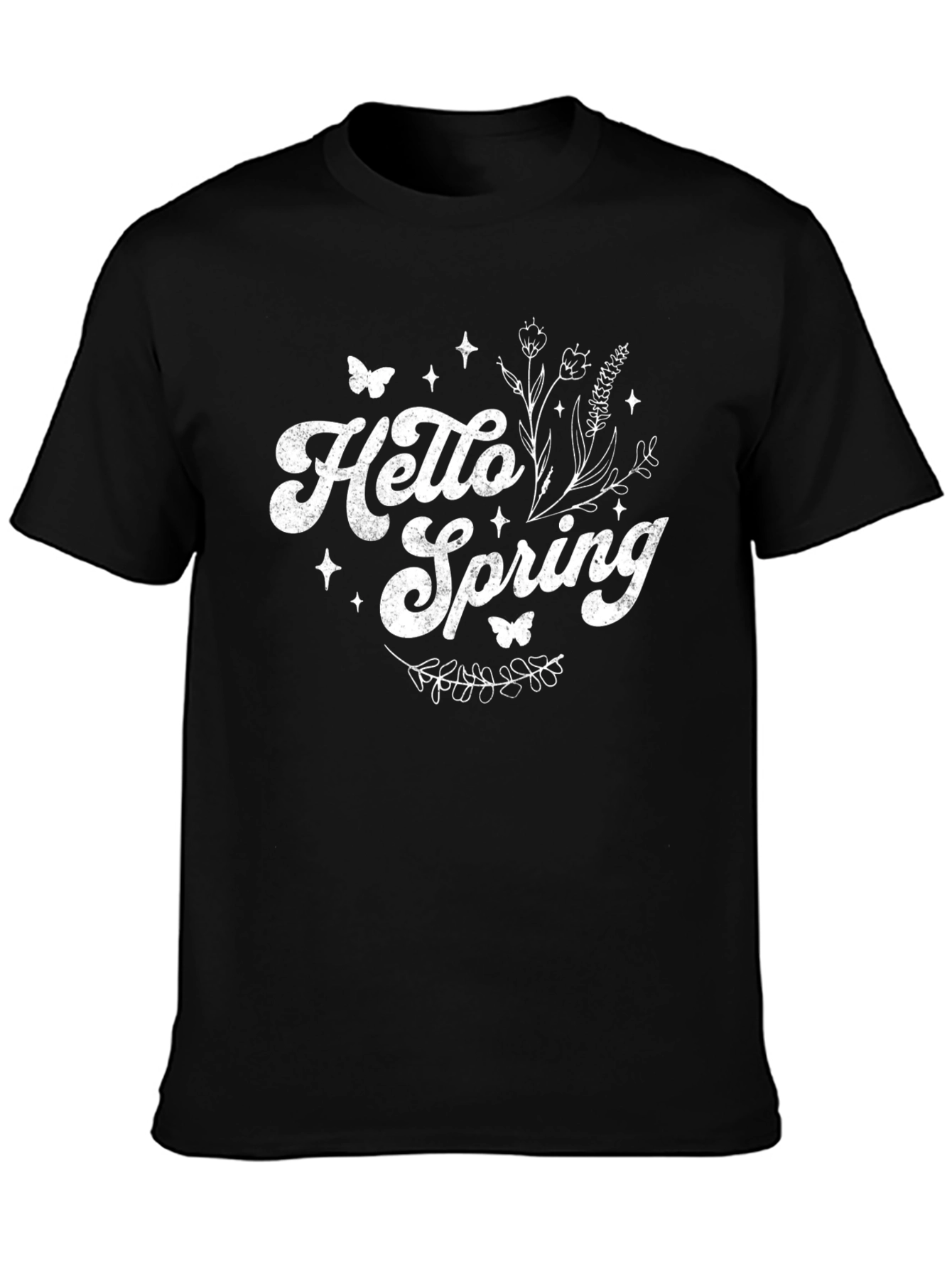 Hello Spring T-Shirt - Black Cotton Blend