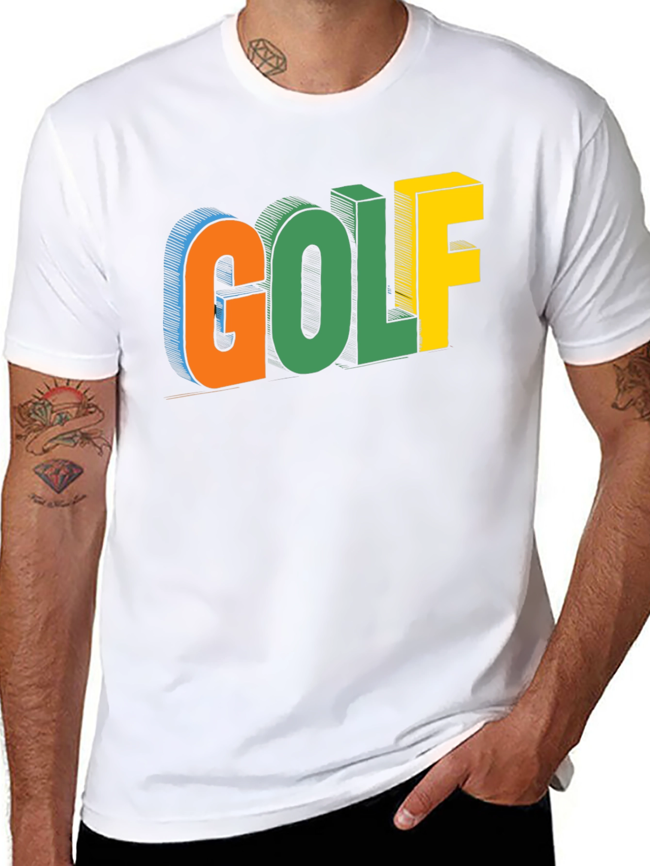 Golf Graphic Print Black T-Shirt