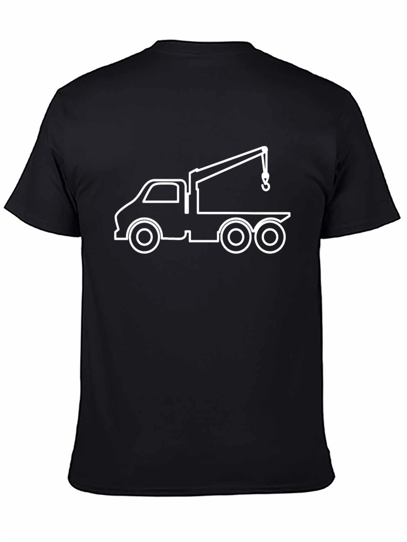 Crane Truck Graphic Tee - Black Cotton T-Shirt