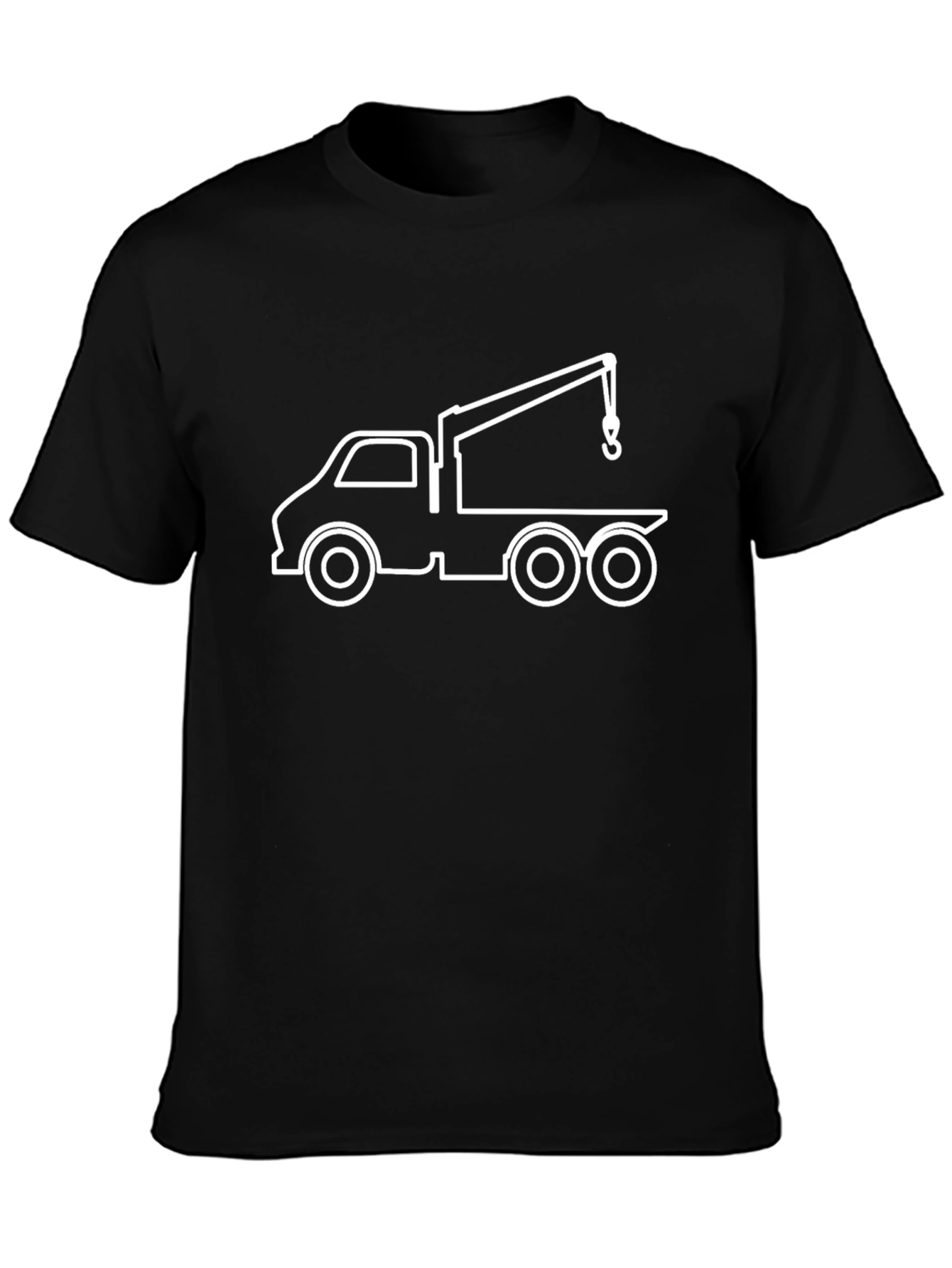 Crane Truck Graphic Tee - Black Cotton T-Shirt
