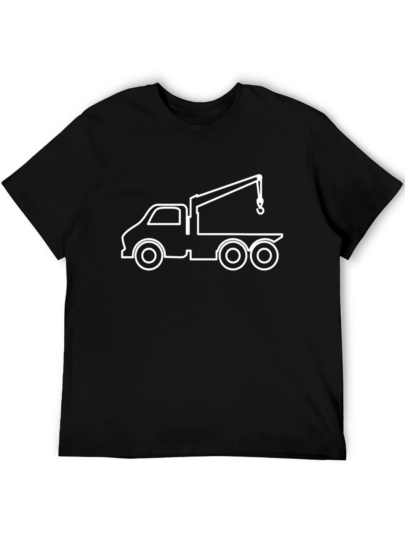 Crane Truck Graphic Tee - Black Cotton T-Shirt