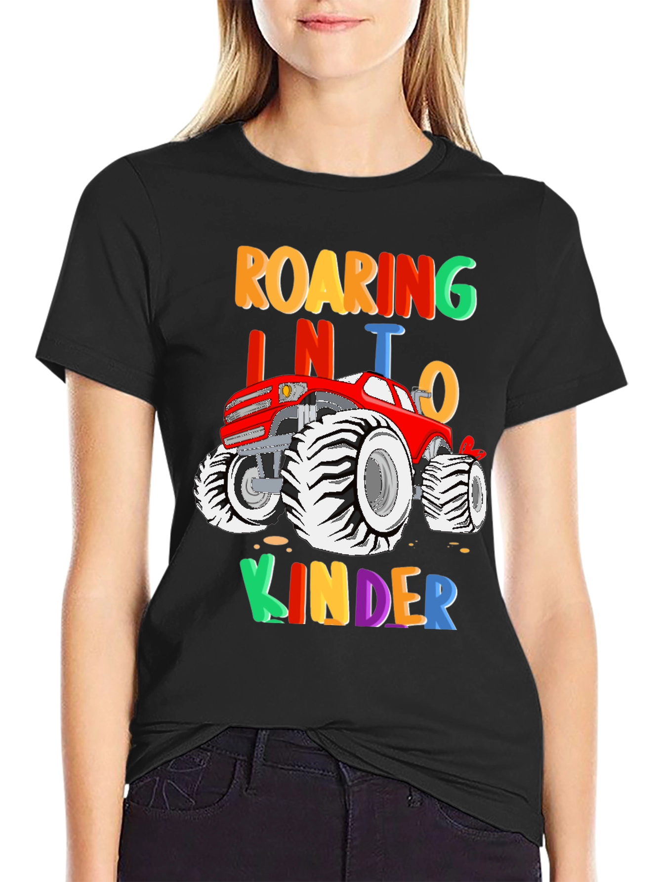 Roaring into Kinder Monster Truck Kids T-Shirt
