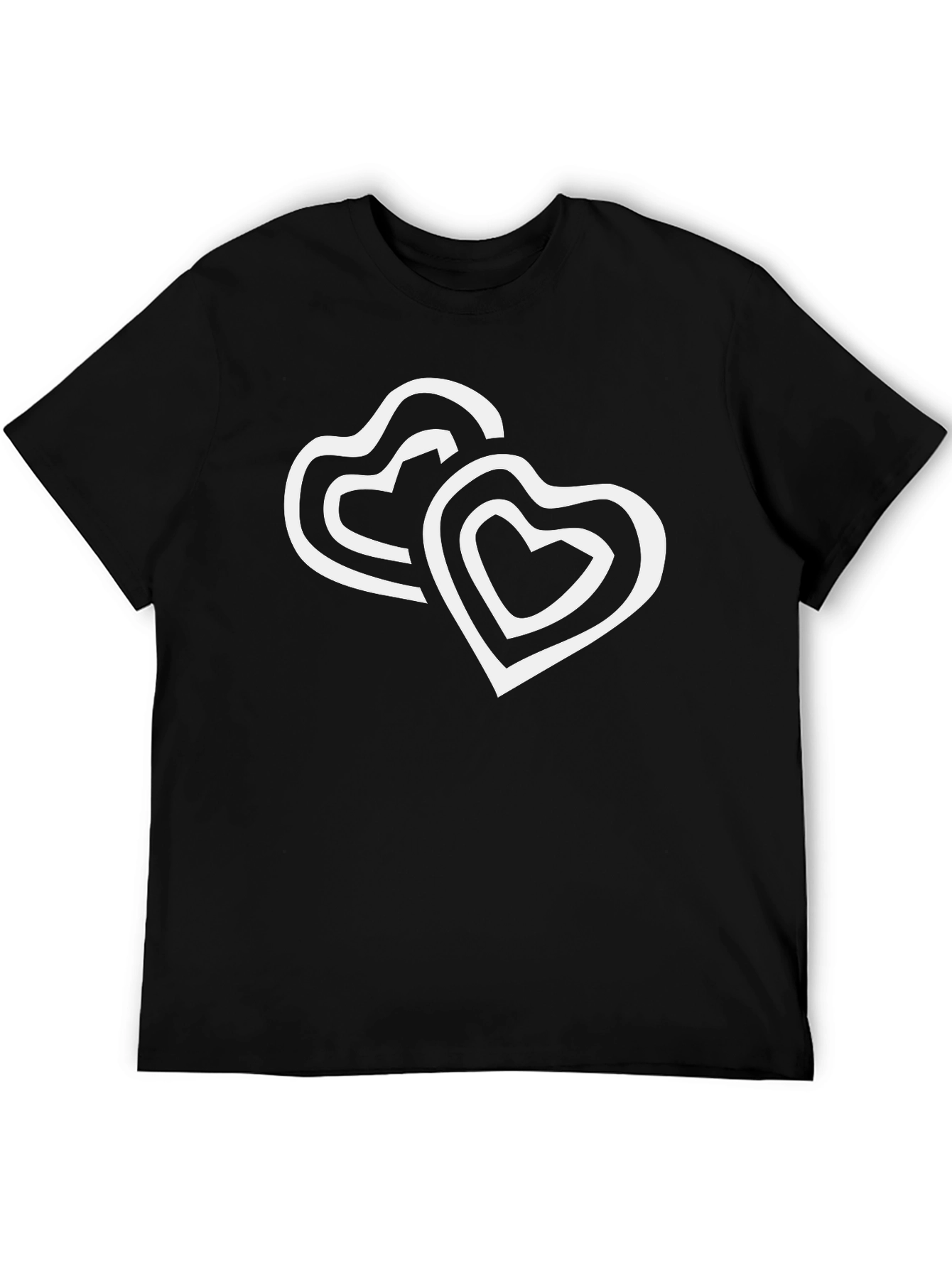 Black T-Shirt with Double Heart Design