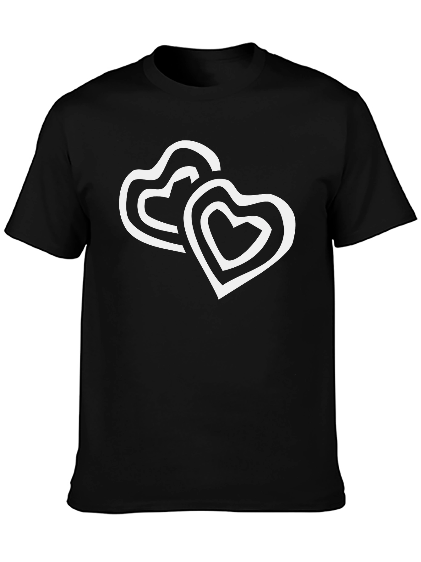 Black T-Shirt with Double Heart Design