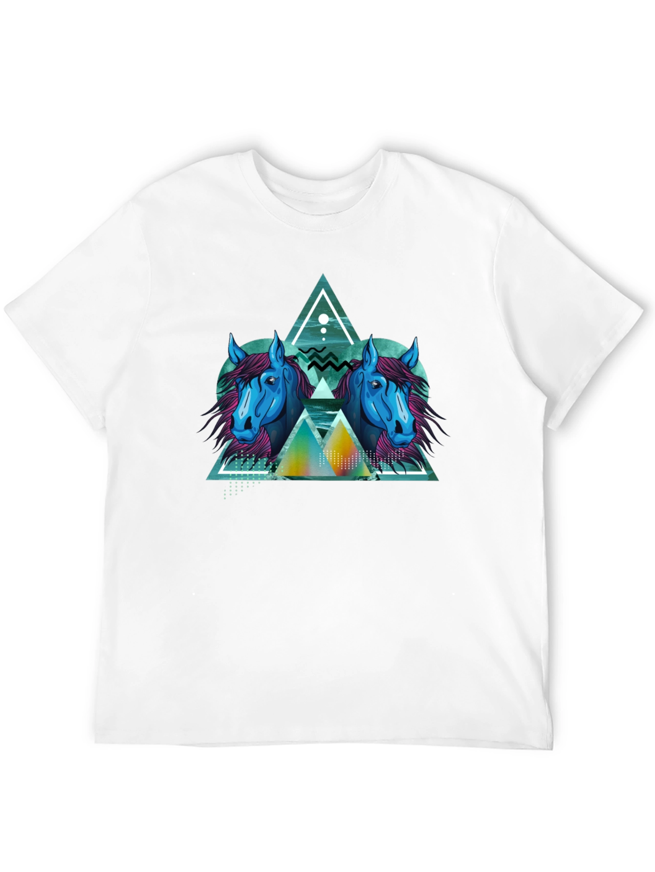Geometric Horse Graphic Black T-Shirt