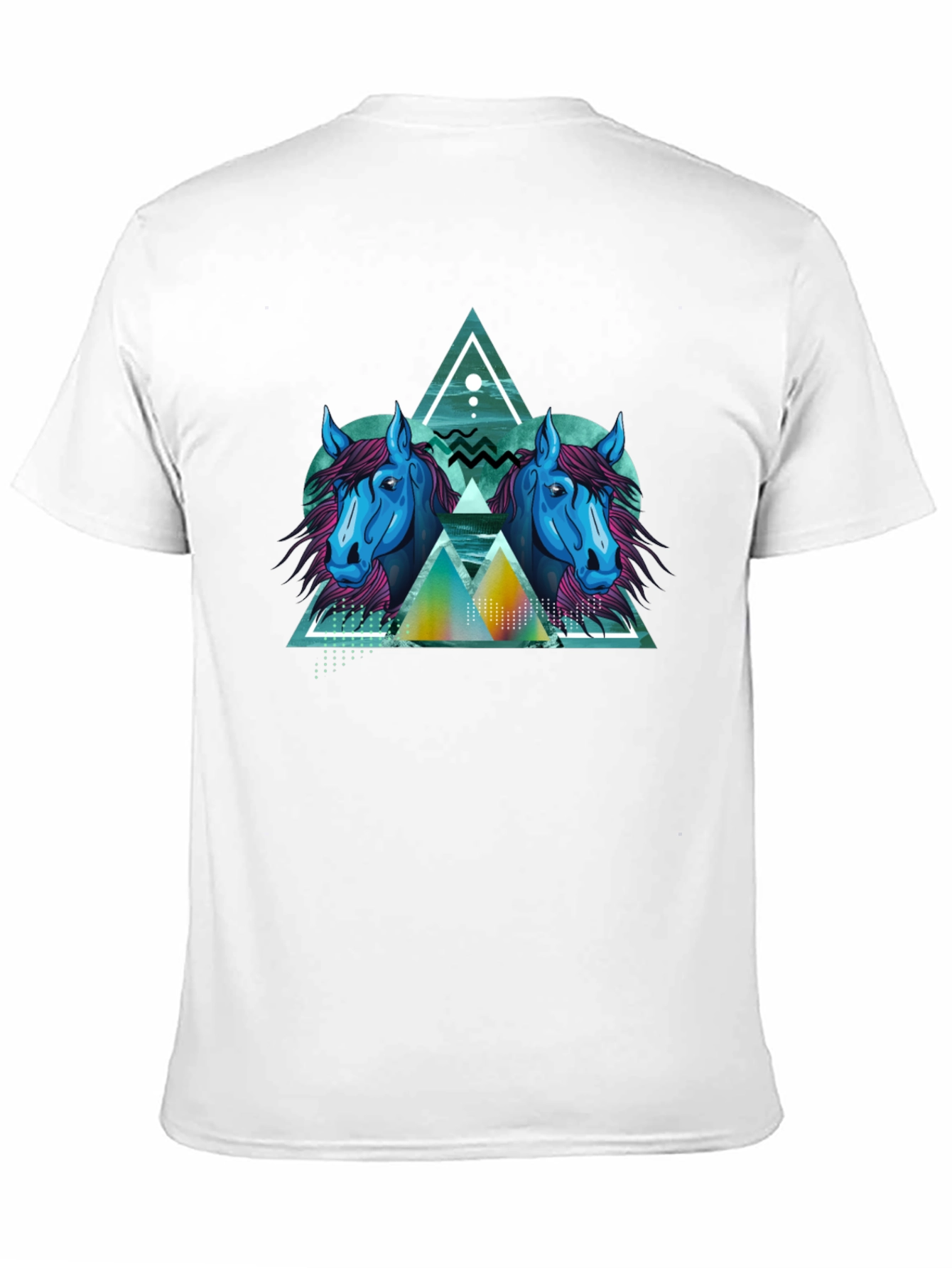 Geometric Horse Graphic Black T-Shirt