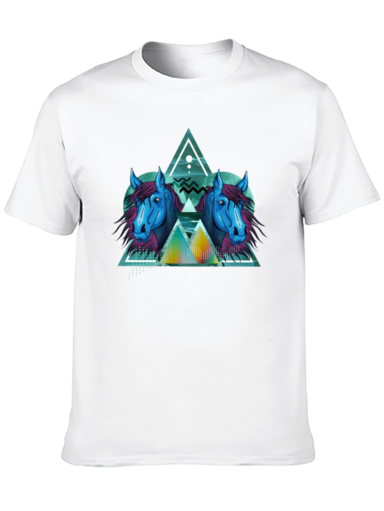 Geometric Horse Graphic Black T-Shirt