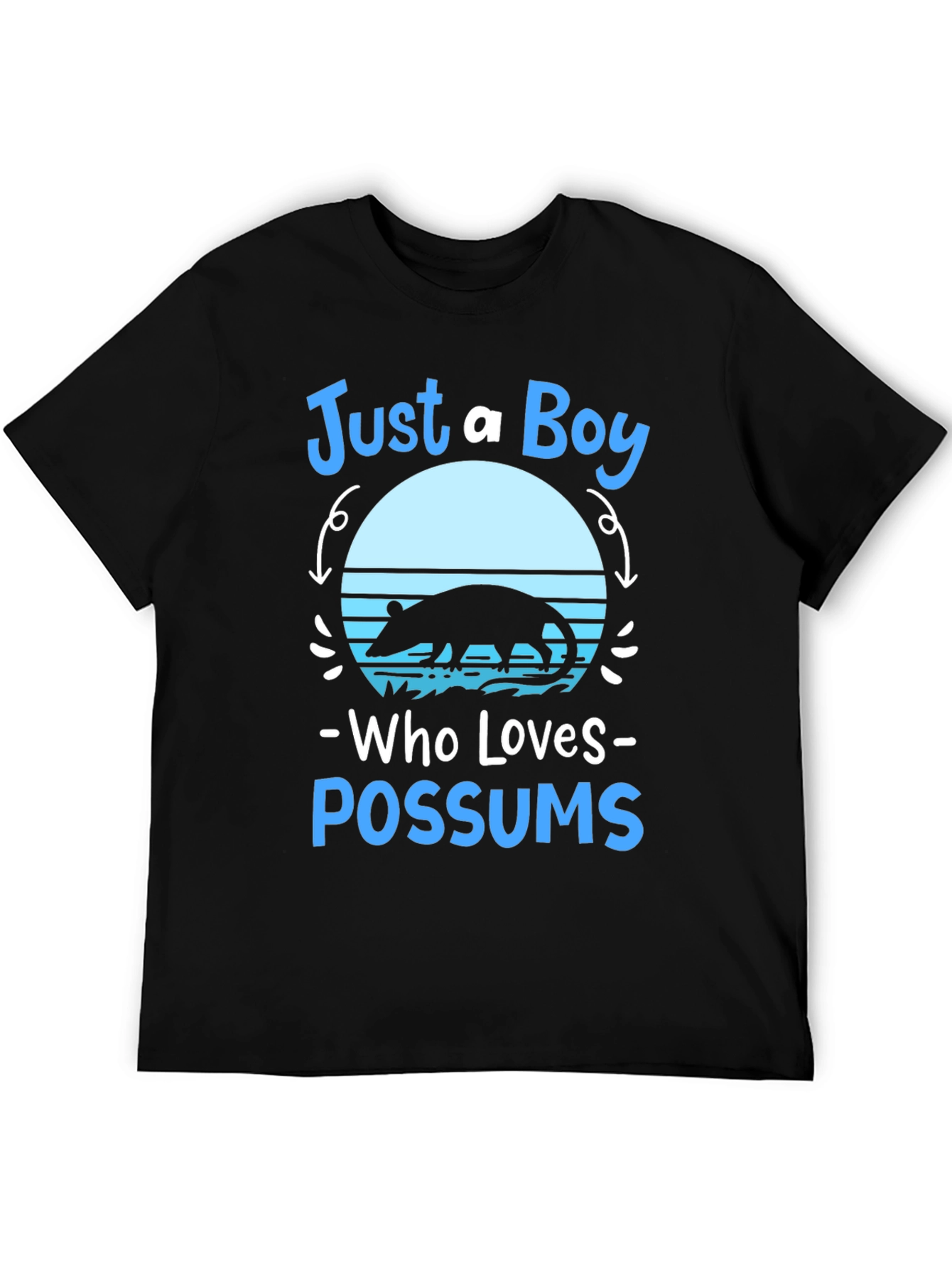 Just A Boy Who Loves Possums Black Graphic Tee