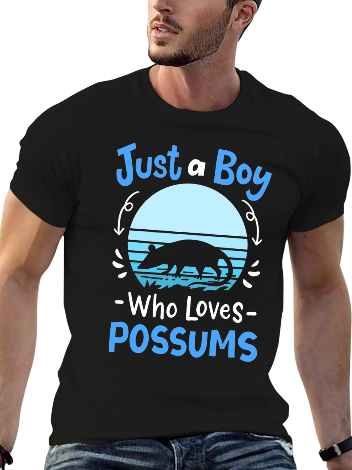 Just A Boy Who Loves Possums Black Graphic Tee