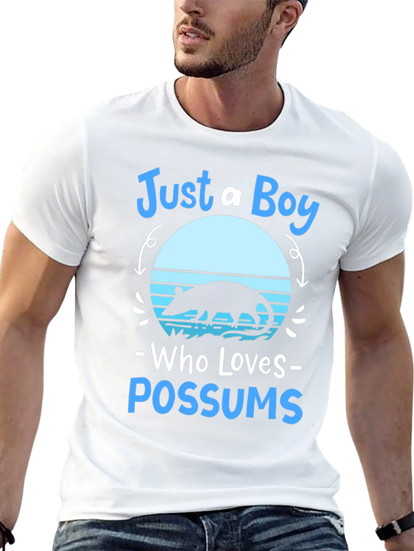 Just A Boy Who Loves Possums Black Graphic Tee