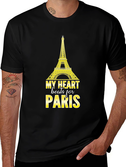 Paris Eiffel Tower T-Shirt - Heart Beats for Paris
