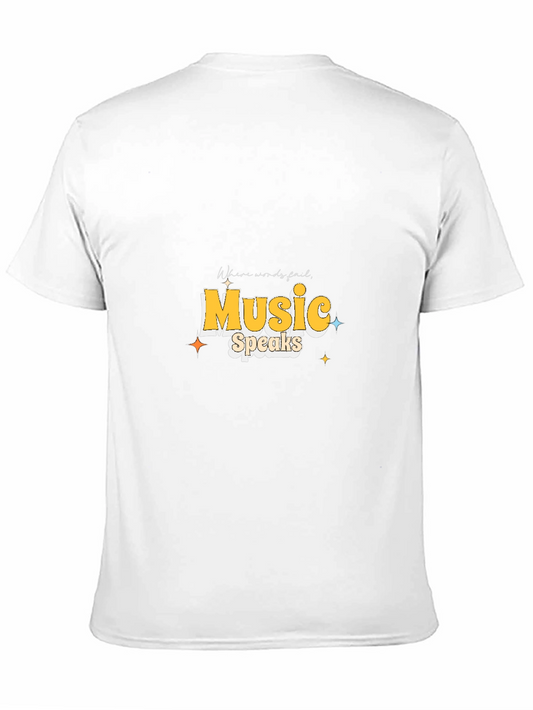 Music Speaks Graphic Tee - Black Cotton T-Shirt