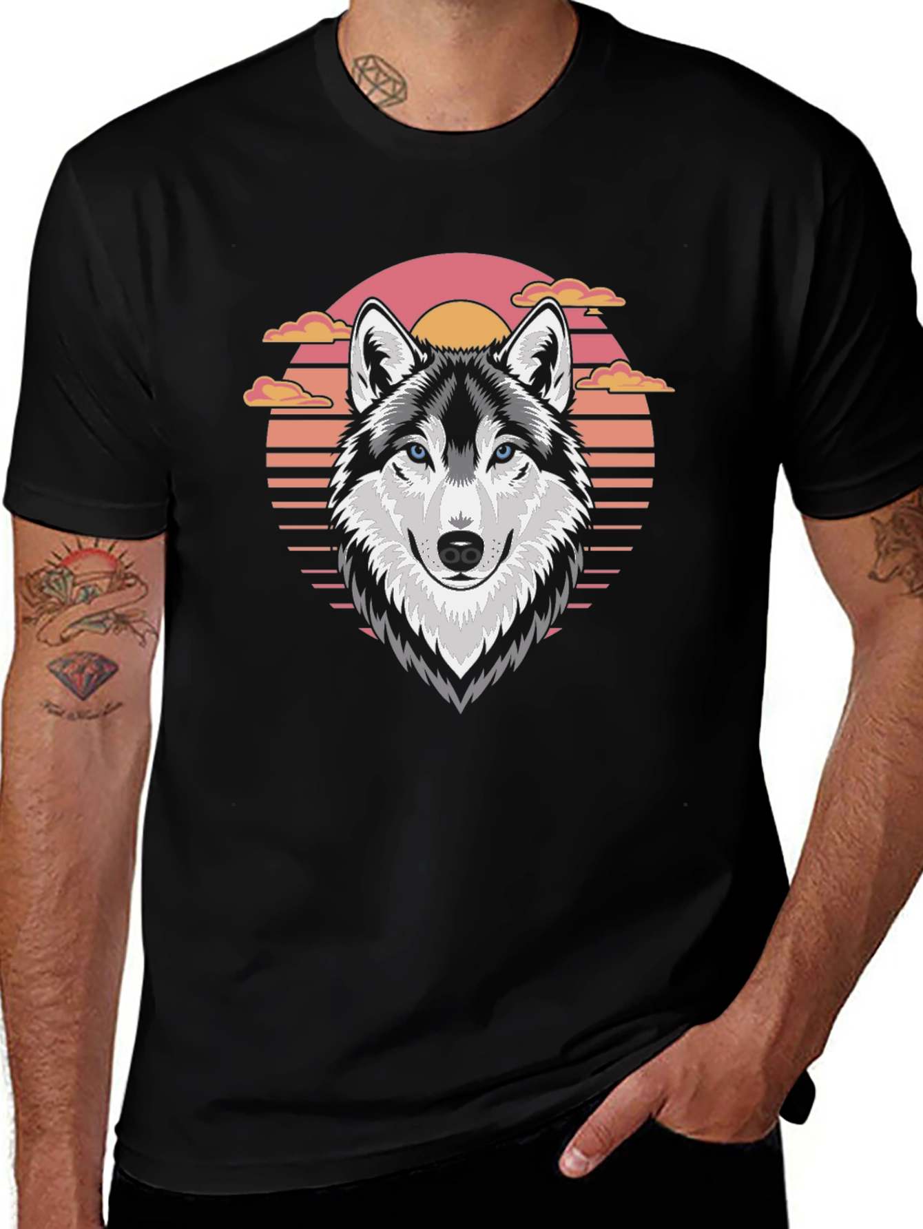 Wolf Sunset Graphic T-Shirt