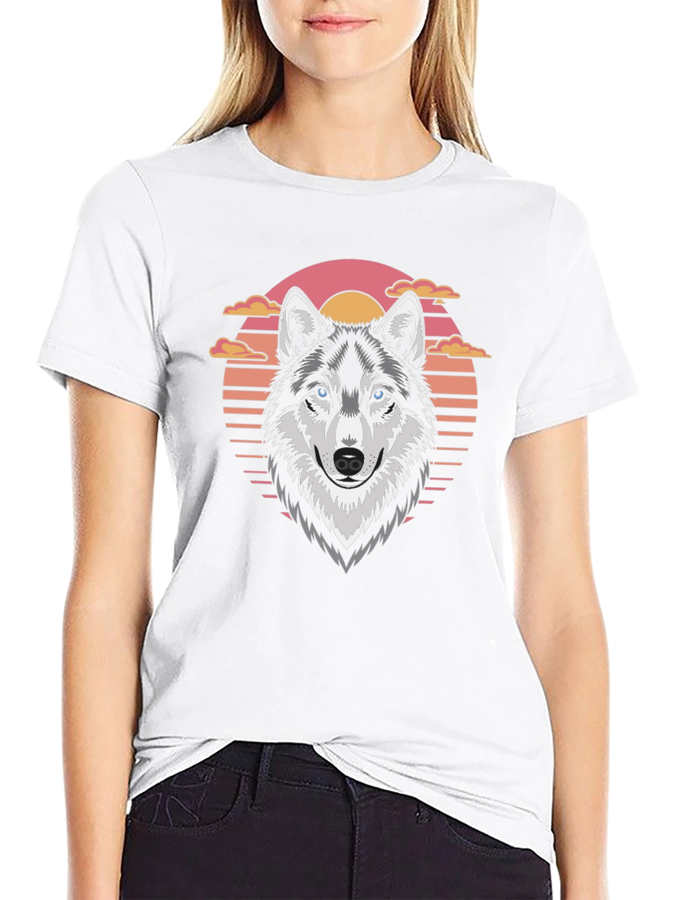 Wolf Sunset Graphic T-Shirt