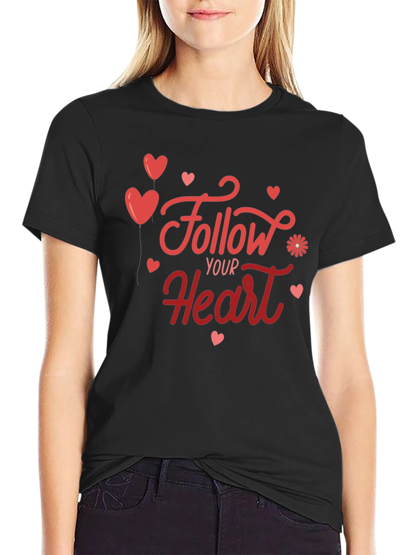 Follow Your Heart Graphic Tee - Soft Black T-Shirt