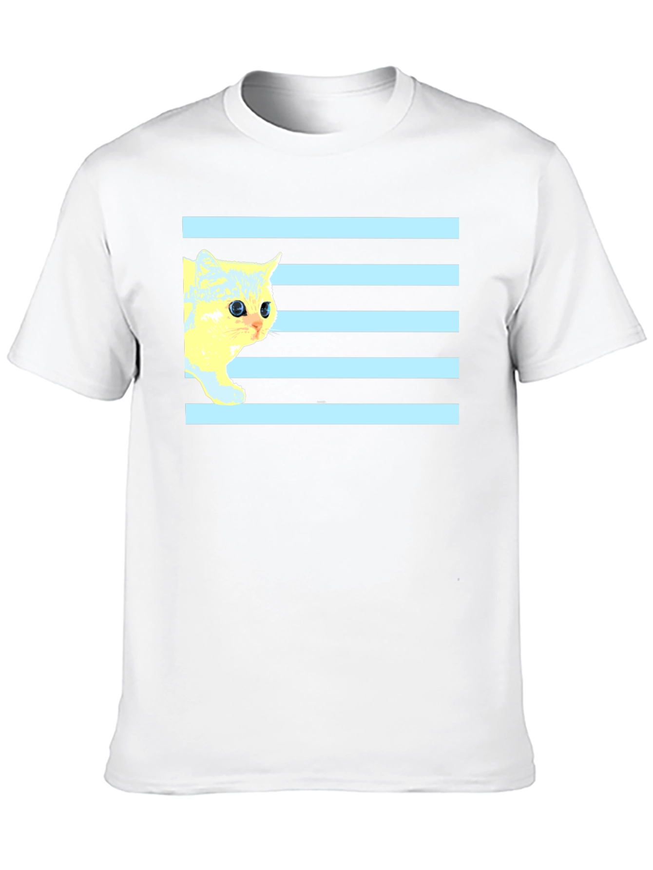 Striped Cat Tee - Graphic Print Black T-Shirt