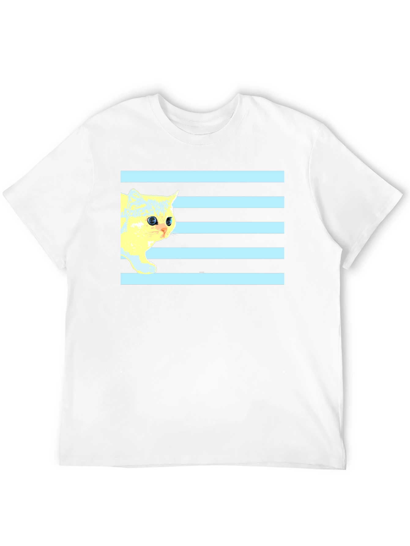 Striped Cat Tee - Graphic Print Black T-Shirt