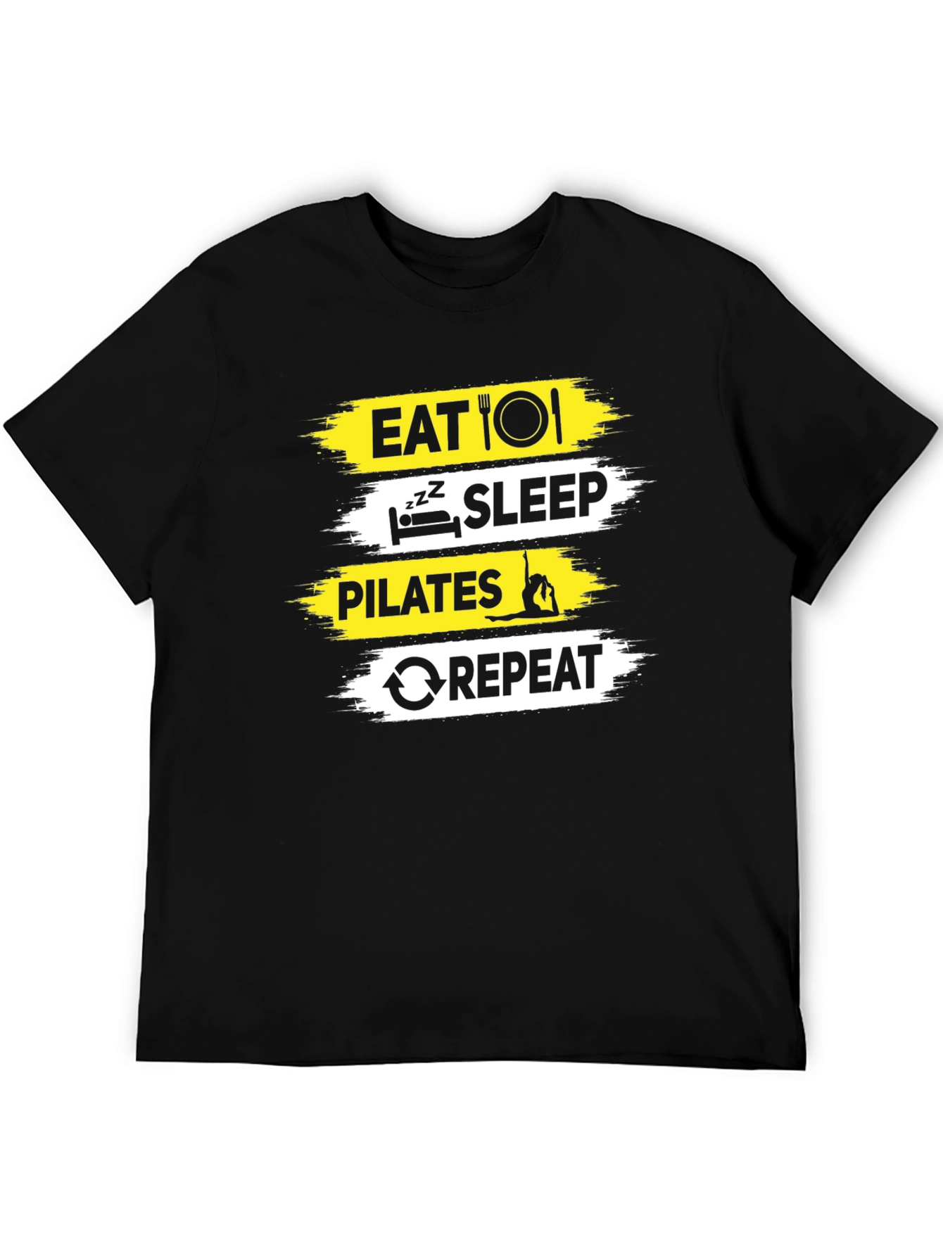 Eat Sleep Pilates Repeat Black Graphic T-Shirt