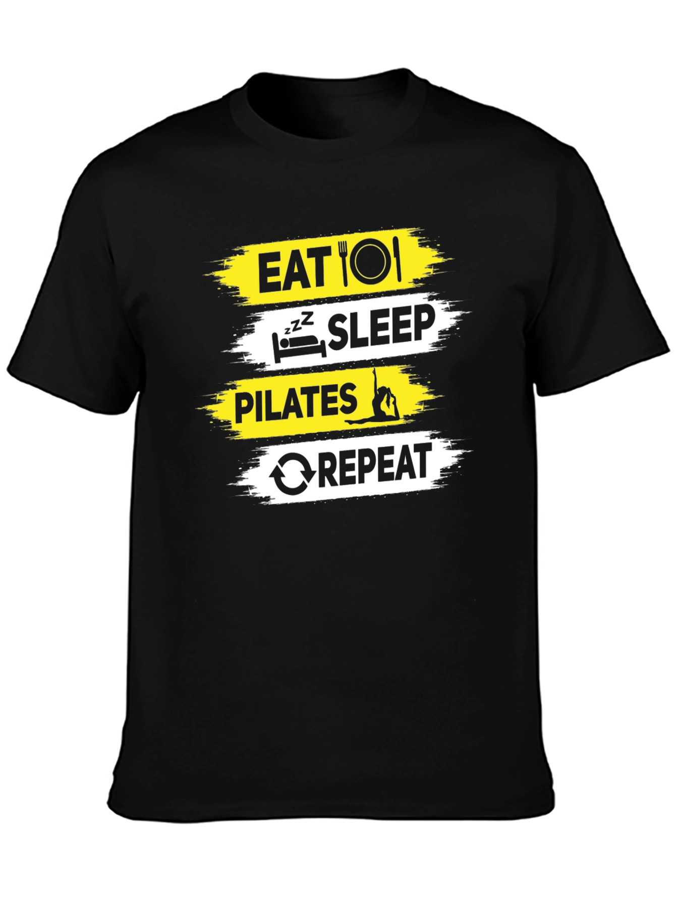 Eat Sleep Pilates Repeat Black Graphic T-Shirt