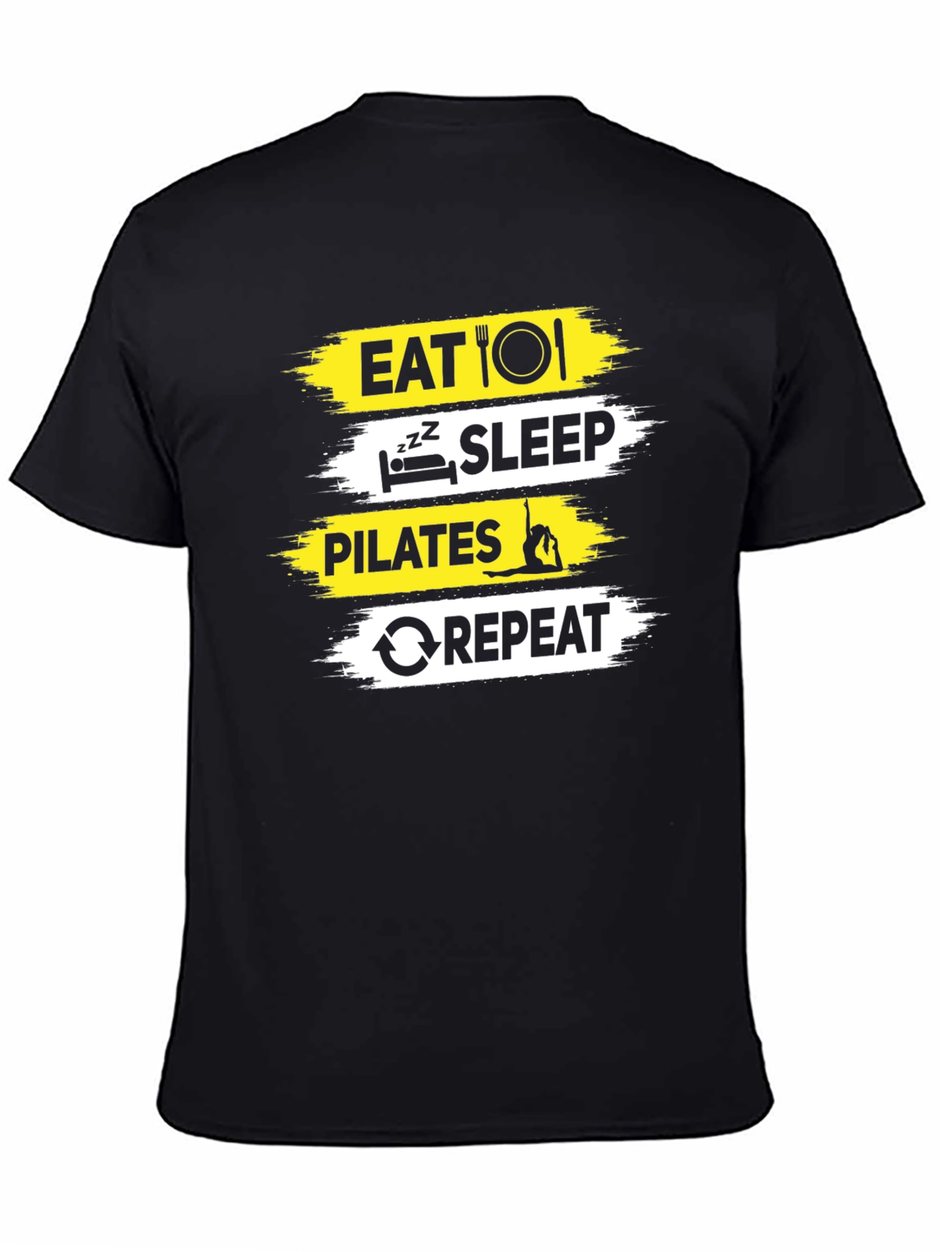 Eat Sleep Pilates Repeat Black Graphic T-Shirt