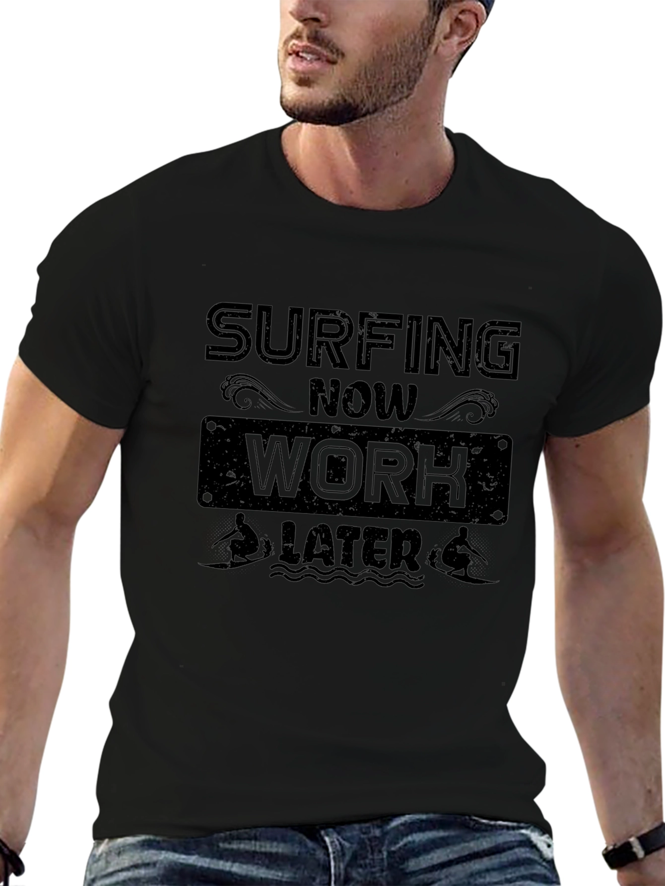 Surfing Now Work Later Graphic T-Shirt