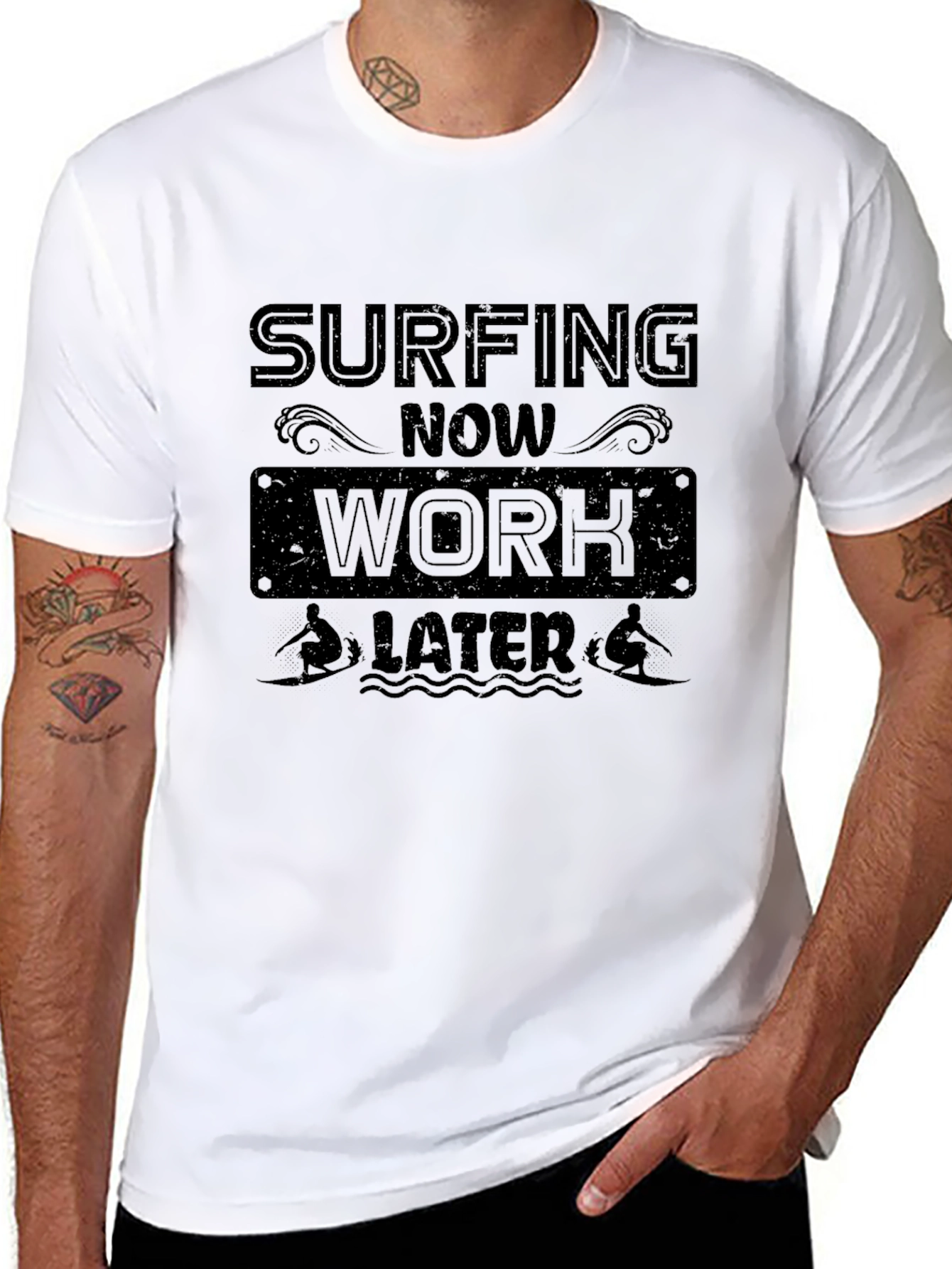 Surfing Now Work Later Graphic T-Shirt