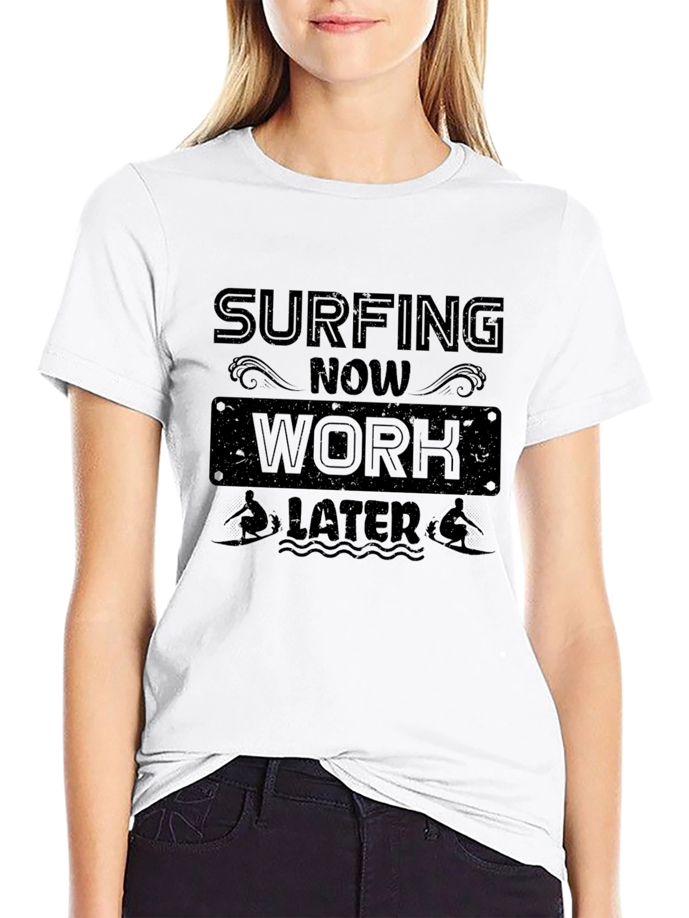 Surfing Now Work Later Graphic T-Shirt