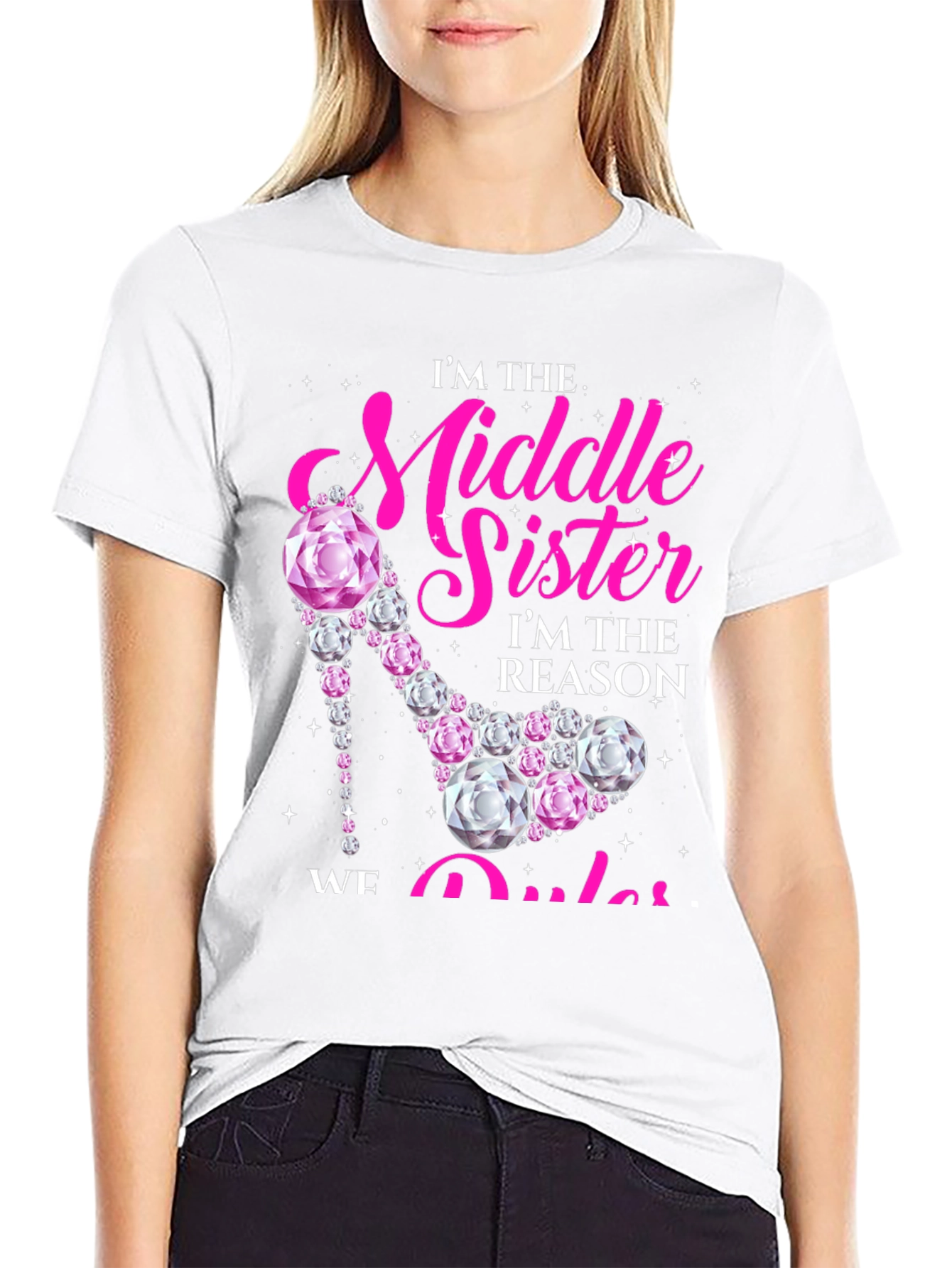 Middle Sister Rhinestone Heel T-Shirt