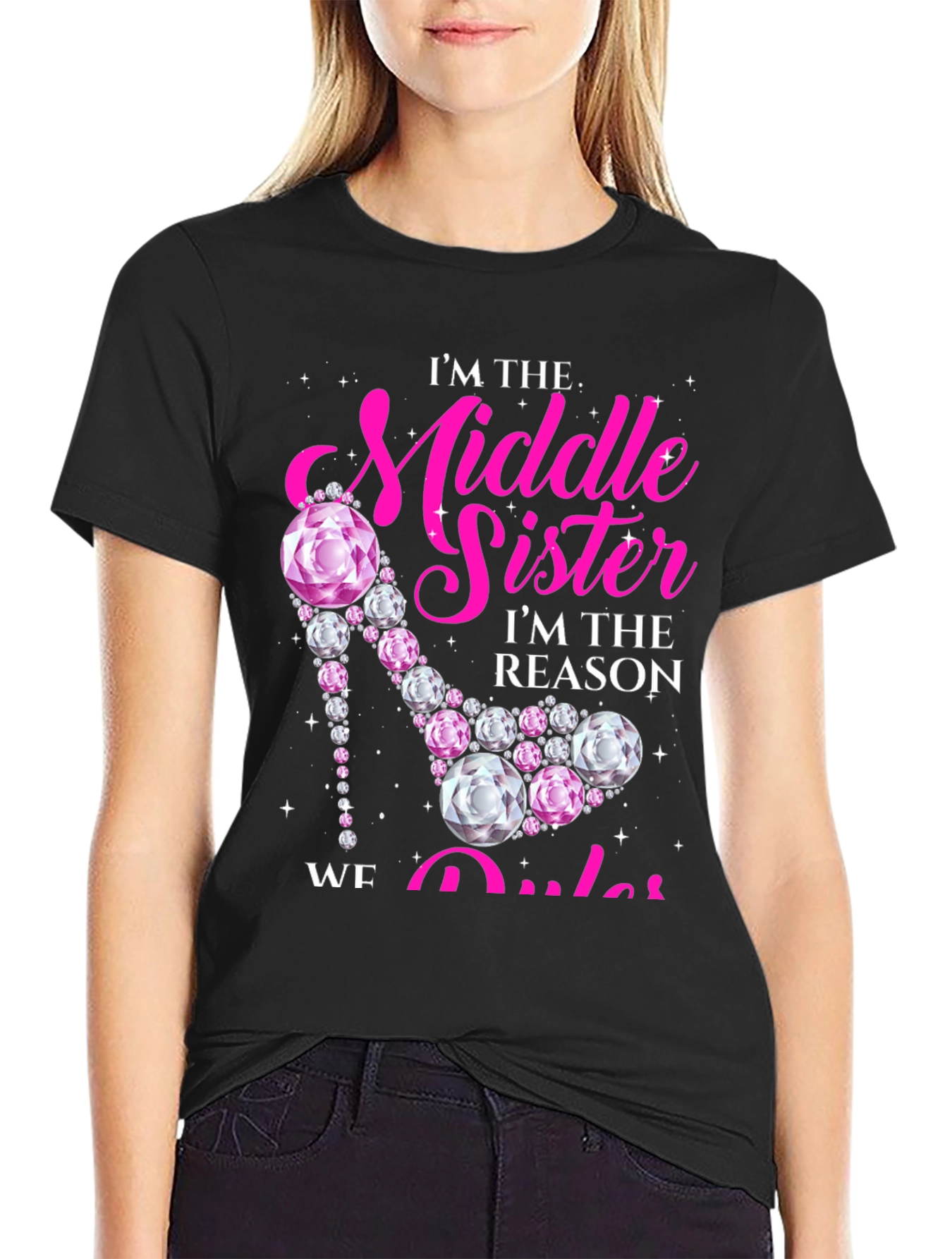 Middle Sister Rhinestone Heel T-Shirt