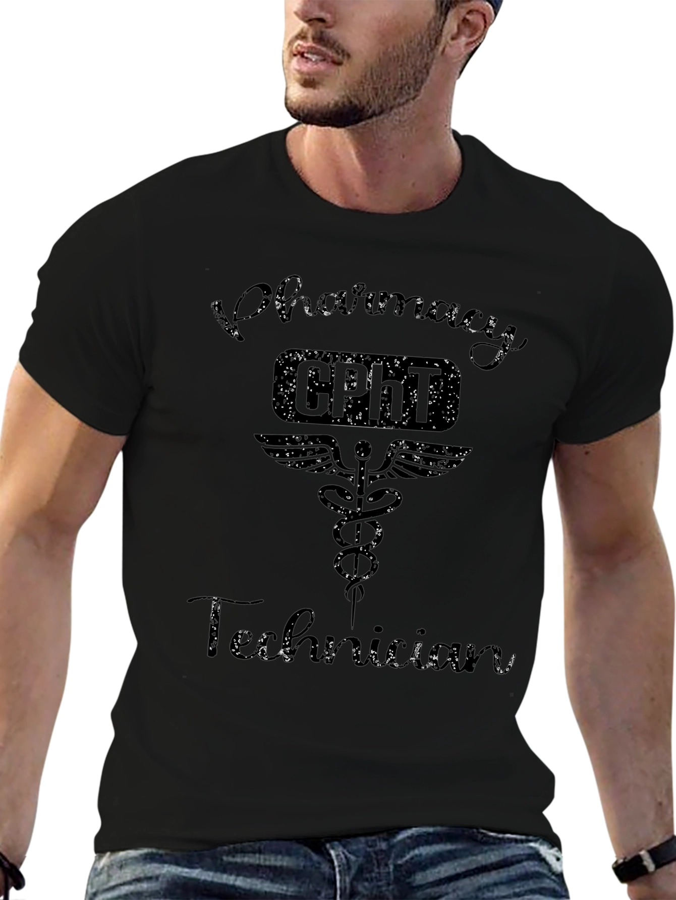 Pharmacy Technician CPhT Caduceus Black T-Shirt