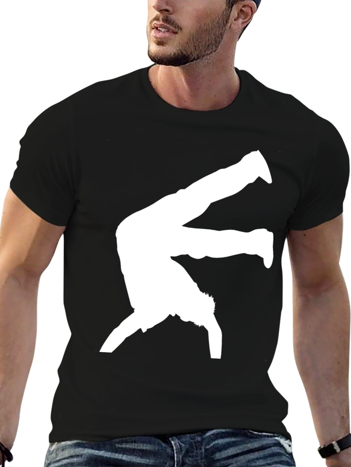 Mens Black T-Shirt - Handstand Graphic Tee