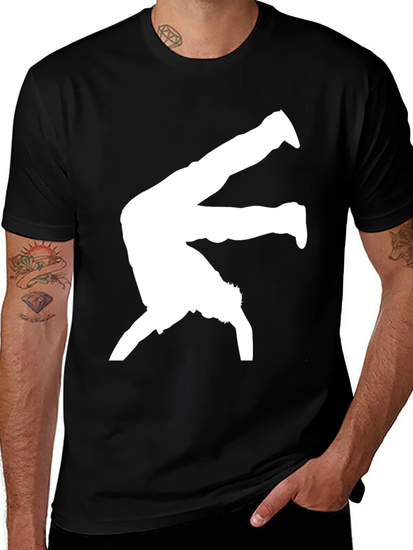 Mens Black T-Shirt - Handstand Graphic Tee