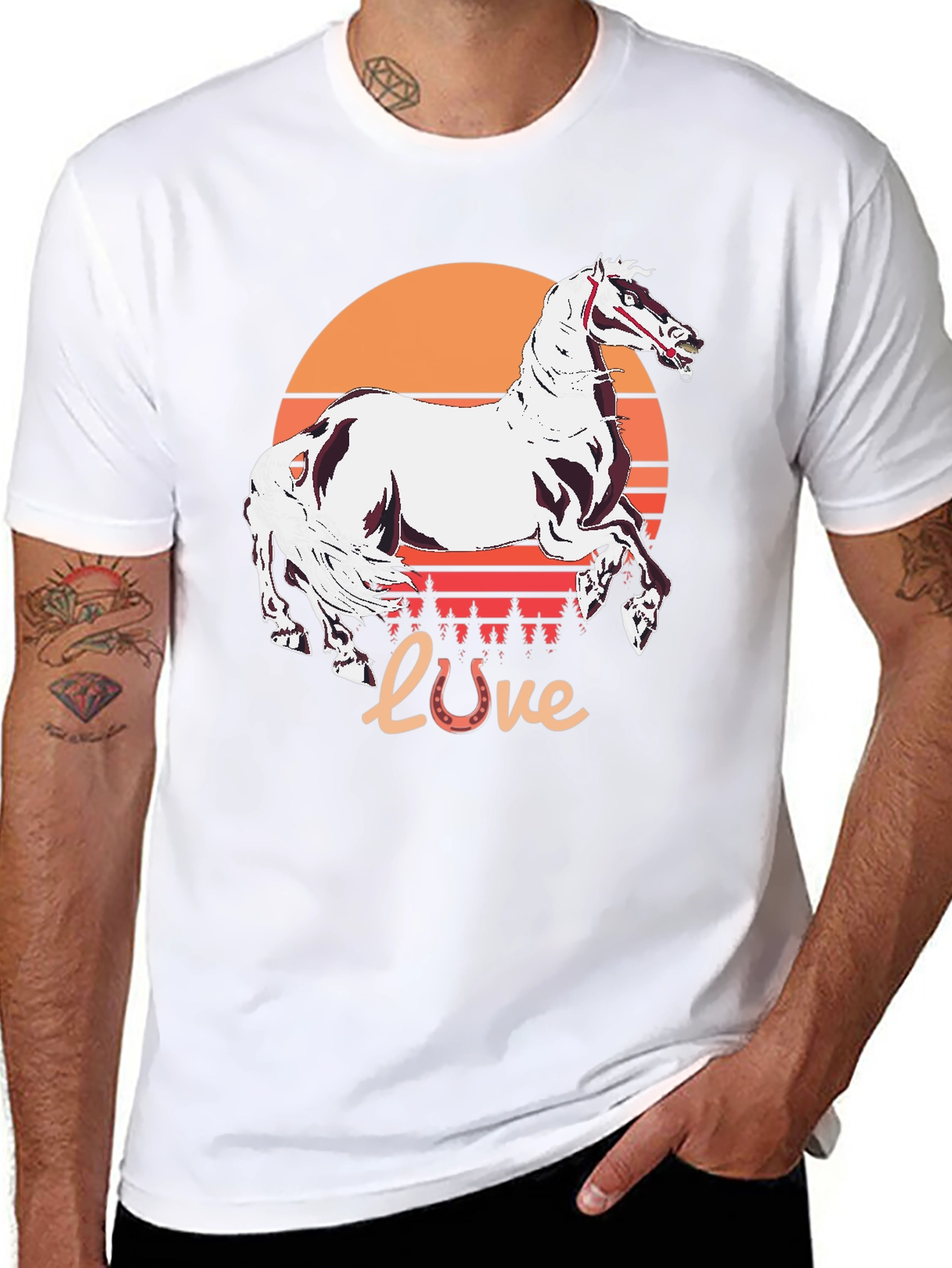 Horse Love Sunset Graphic Tee
