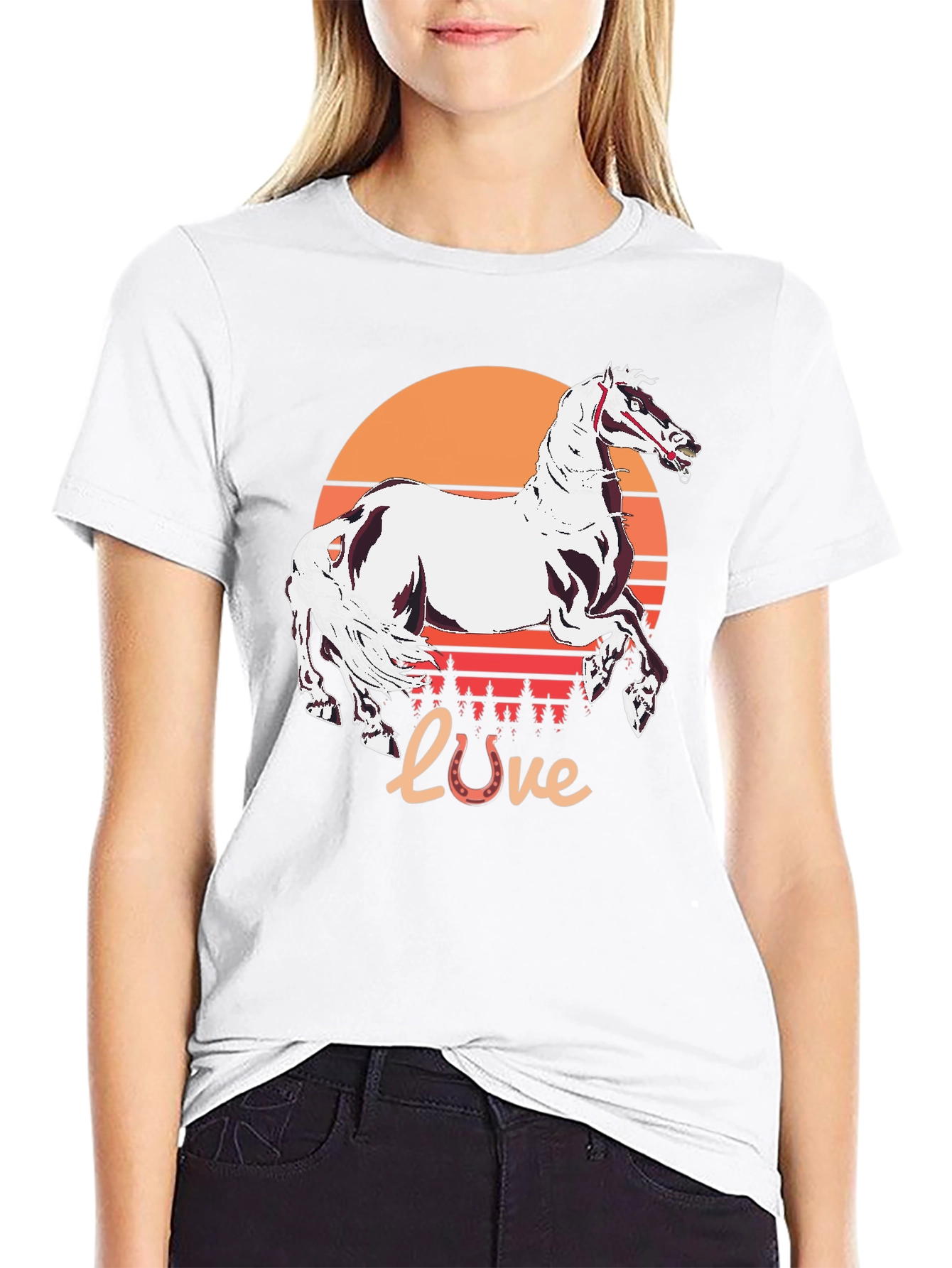 Horse Love Sunset Graphic Tee