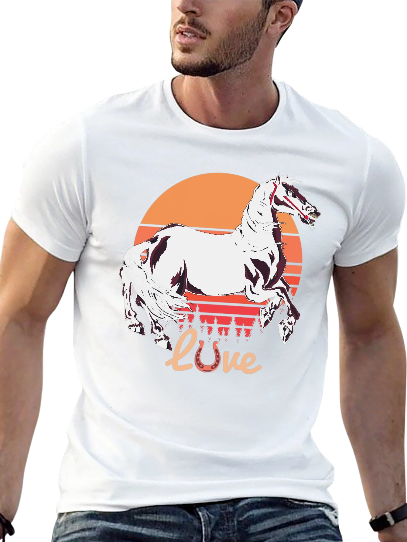 Horse Love Sunset Graphic Tee