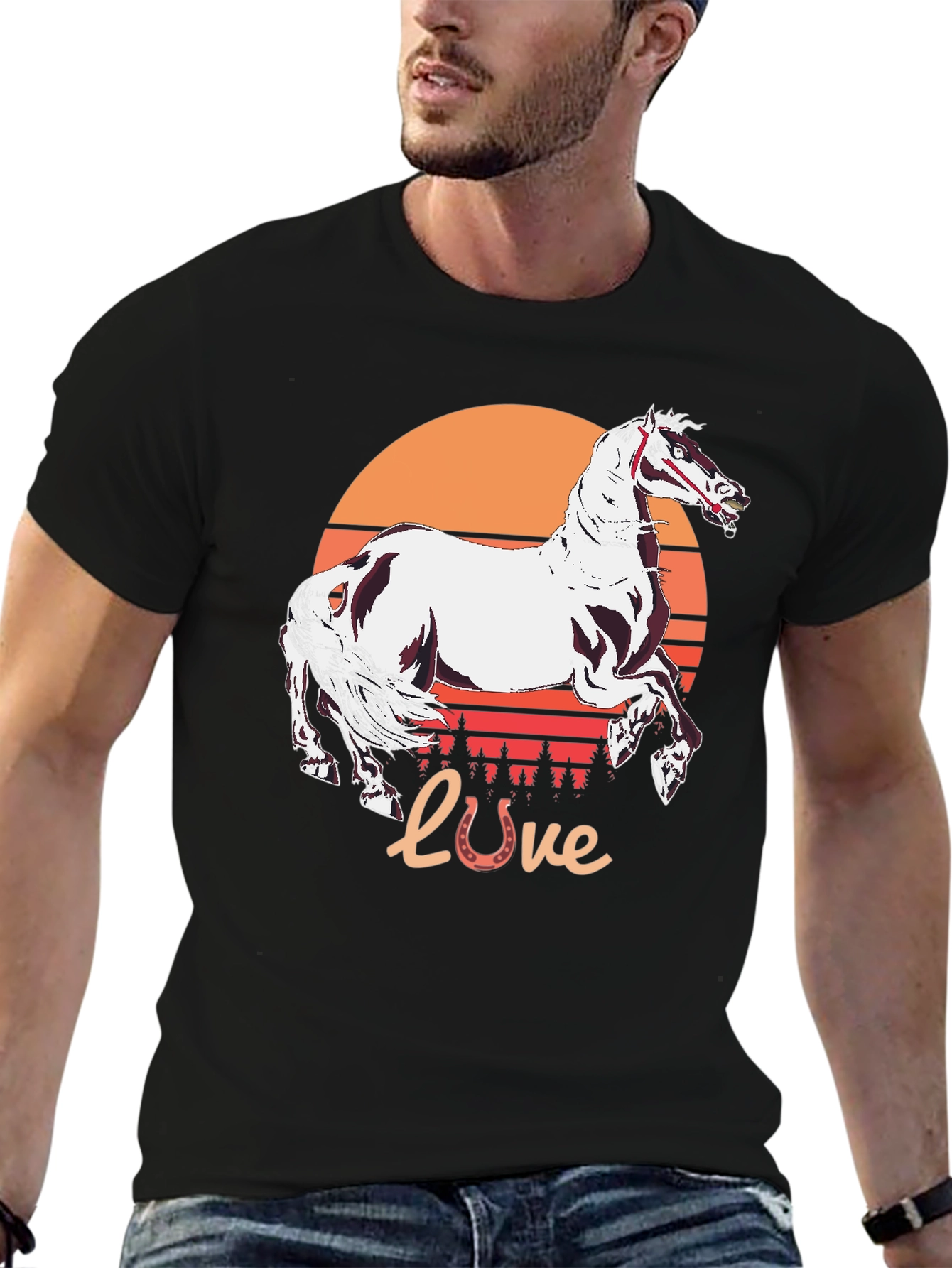 Horse Love Sunset Graphic Tee