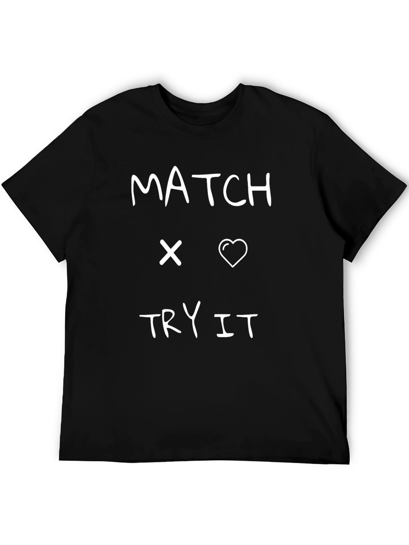 Match x Heart Try It Black T-Shirt